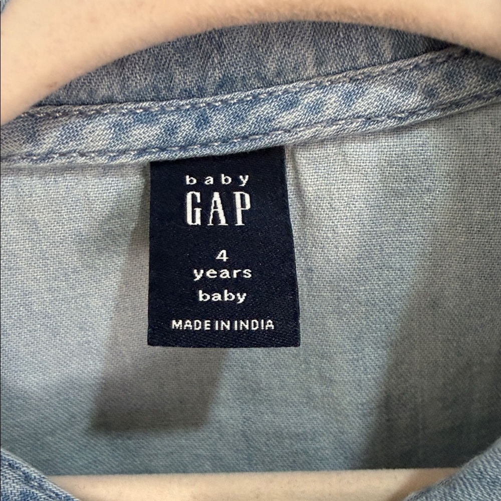 GAP Light Blue Denim Shirt Ruffle Collar - Picture 3 of 5